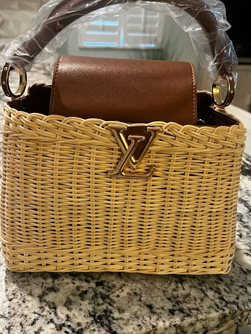 Louis Vuitton Natural & Brown Wicker Top-Handle Tote - Picture 4 of 4
